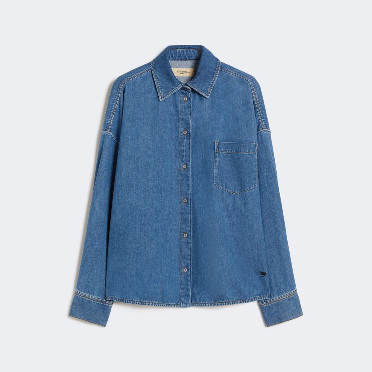 写真:[フォッジャ] コットン デニム シャツ - Navy002