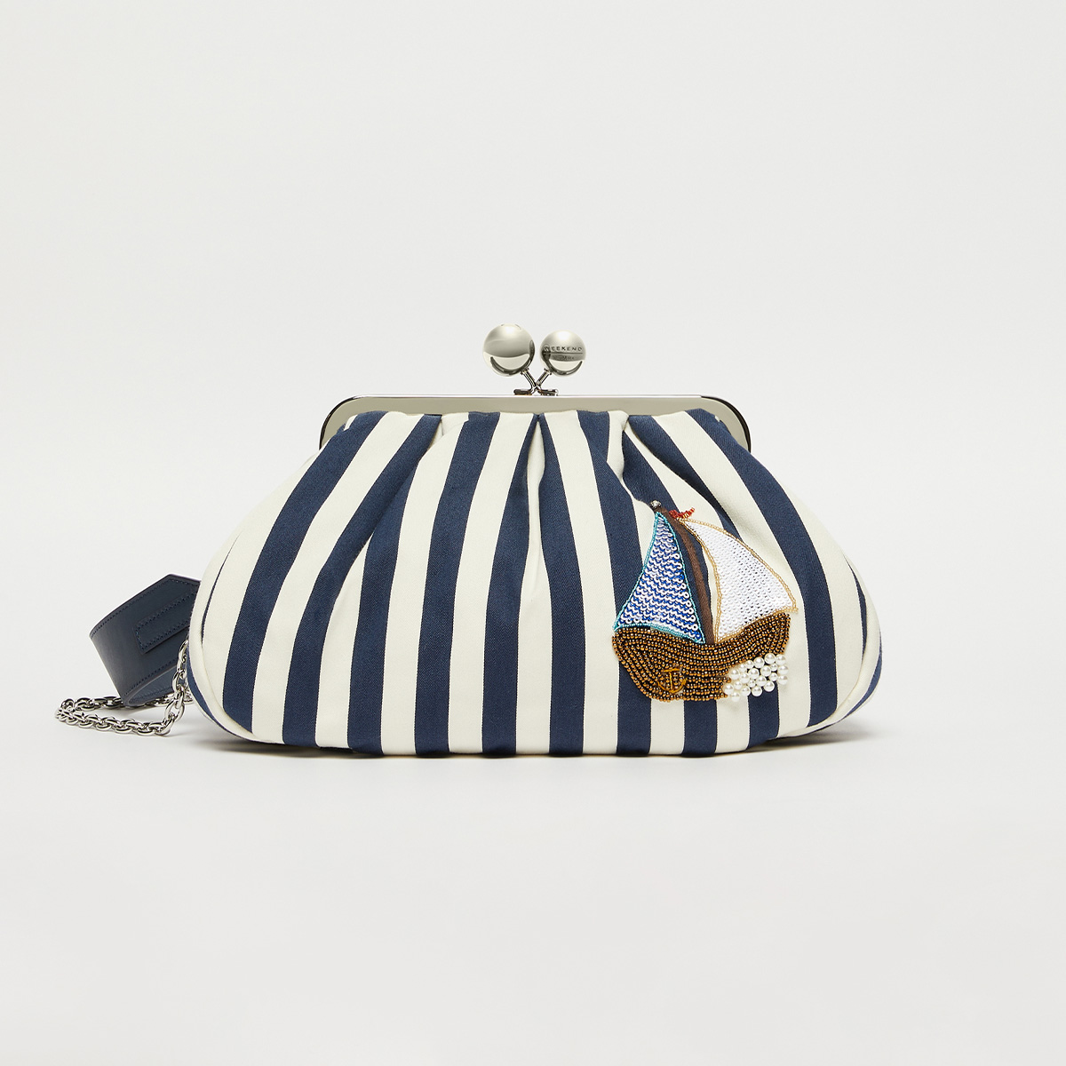 写真：[ジェルズィーア] ストライプ ミディアム パスティチーノ バッグ - Cornflower blue